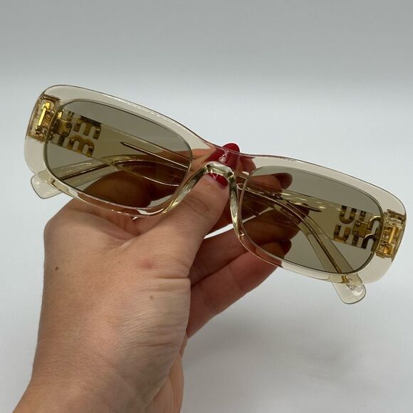 MIU MIU Sunglasses MU08ZS 11T40F Sand Transparent/Dark Brown Women NEW - Picture 9 of 13